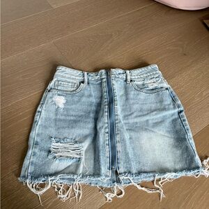 Denim Jean Distressed Skirt